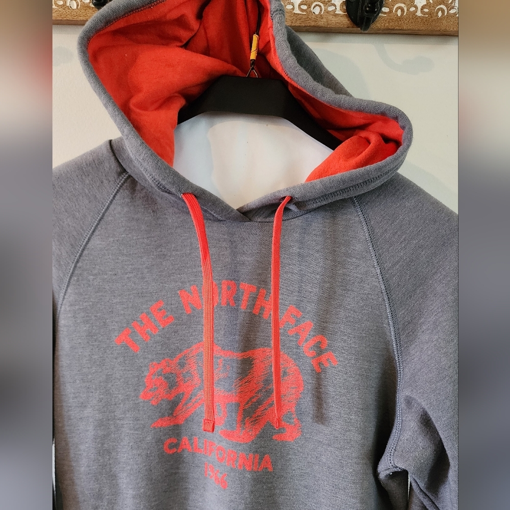 The North Face Hoodie Sweatshirt Womens Size M Gray and Orange Hiking Granola - Picture 2 of 7